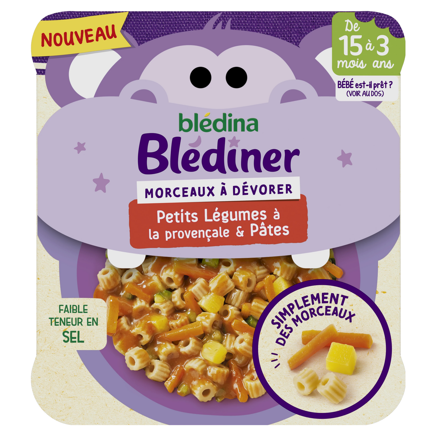 Plat bébé soir dès 15 mois morceaux de légumes à la p...