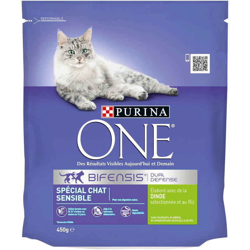 Croquettes pour chat chat sensible, dinde 450 g - PUR...